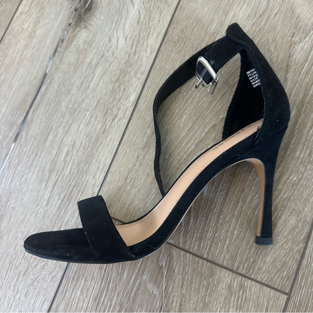 Express Black Suede Velvet Stiletto Heels With Straps Size 6